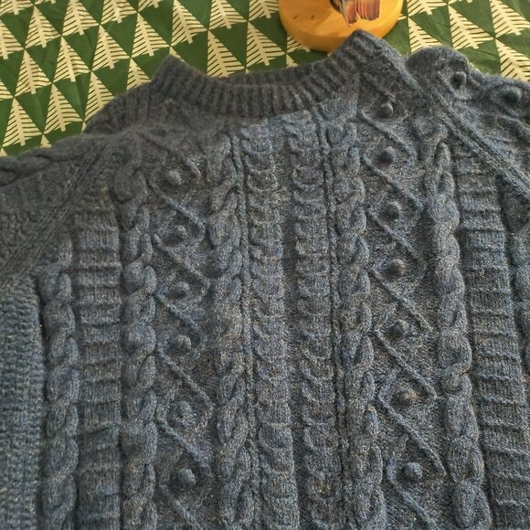 Vintage homemade 100% wool Fleck Cable Knit Fisherman Sweater size in descriptio - Picture 9 of 9